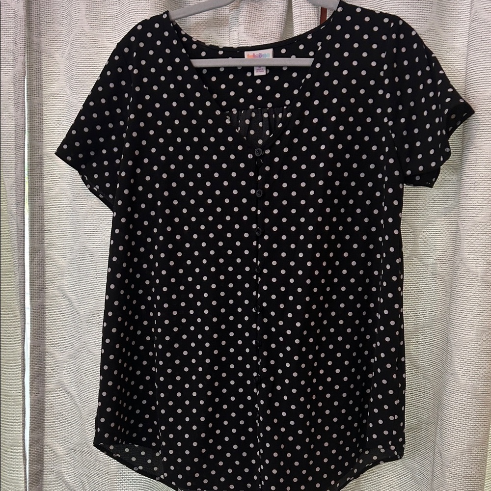 LuLaRoe Black and White Polka Dot Blouse